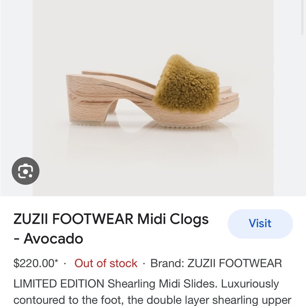 Zuzii Los Angeles Avocado fur midi wood heel clogs size 39 size 9 women’s - Picture 8 of 8
